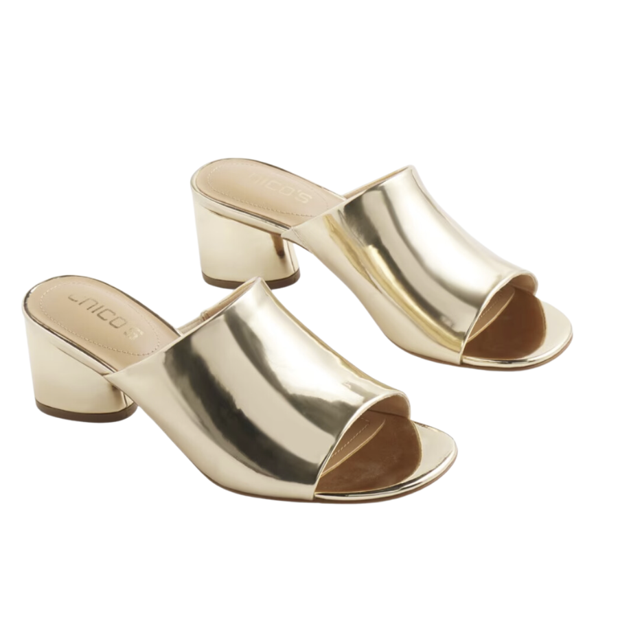 Metallic Faux Leather Mules